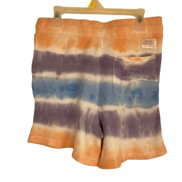 Simply Southern Tie Dye Waffle Knit Lounge Beach Shorts Peach Purple Blue Sz M - Picture 2 of 14
